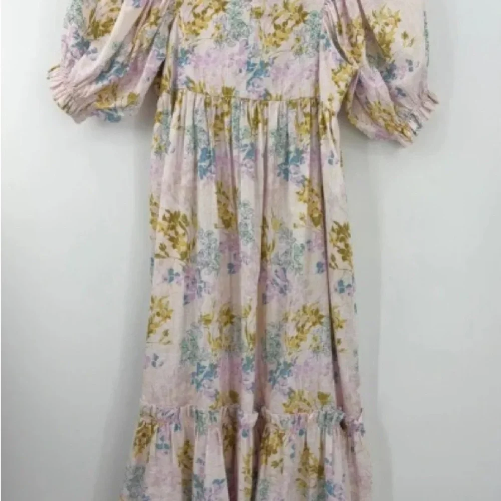 B44 Hunter Bell Palmer Maxi Dress Floral Puff Sleeve Flowy Garden Party - Picture 4 of 12